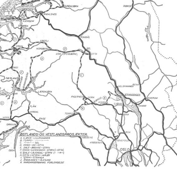 Den foreslåtte jernbanelinjen Torpo – Valdres-Gudbrandsdalen som skulle forbinde Bergensbanen med&nbsp;Trondheimsbanen