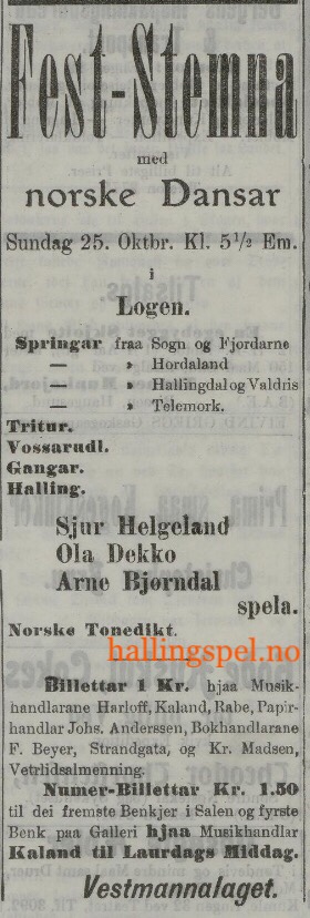Ola Dekko i Logen i Bergen 1908 sammen med Sjur Helgeland og Arne&nbsp;Bjørndal